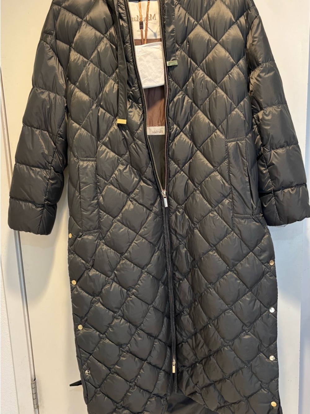 MaxMara Dark Gray Quilted Long Puffer Coat